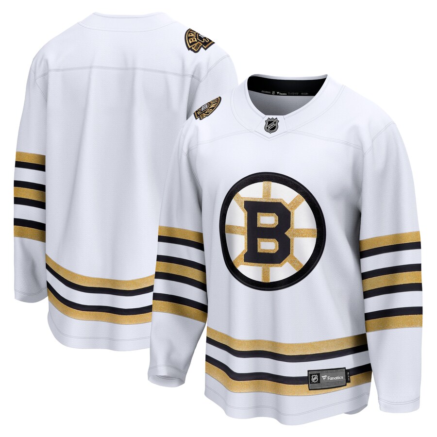 Men's Boston Bruins  Fanatics Branded White 100th Anniversary Premier Breakaway Jersey