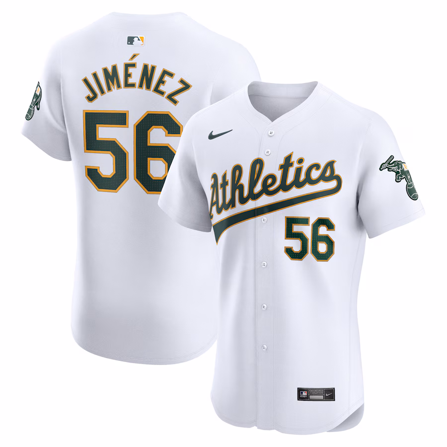 Men's Oakland Athletics Dany Jimenez Nike White Home Elite Player Jersey
