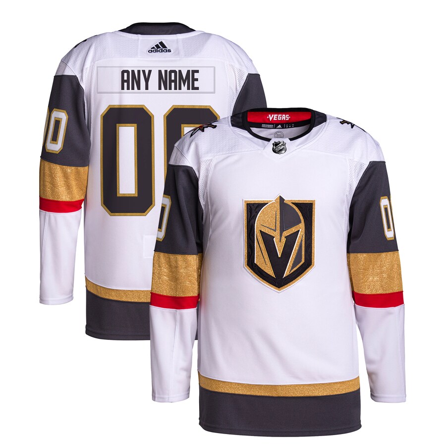 Men's Vegas Golden Knights  adidas White Away Custom Primegreen Authentic Pro Jersey