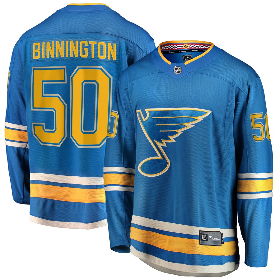 Men's St. Louis Blues Jordan Binnington Fanatics Branded Blue 2018/19 Alternate Premier Breakaway Player Jersey