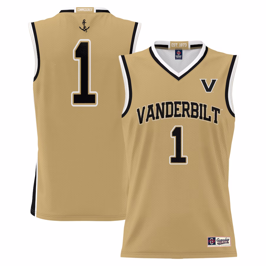 #1 Vanderbilt Commodores GameDay Greats Replica Lightweight Basketball Jersey - Gold