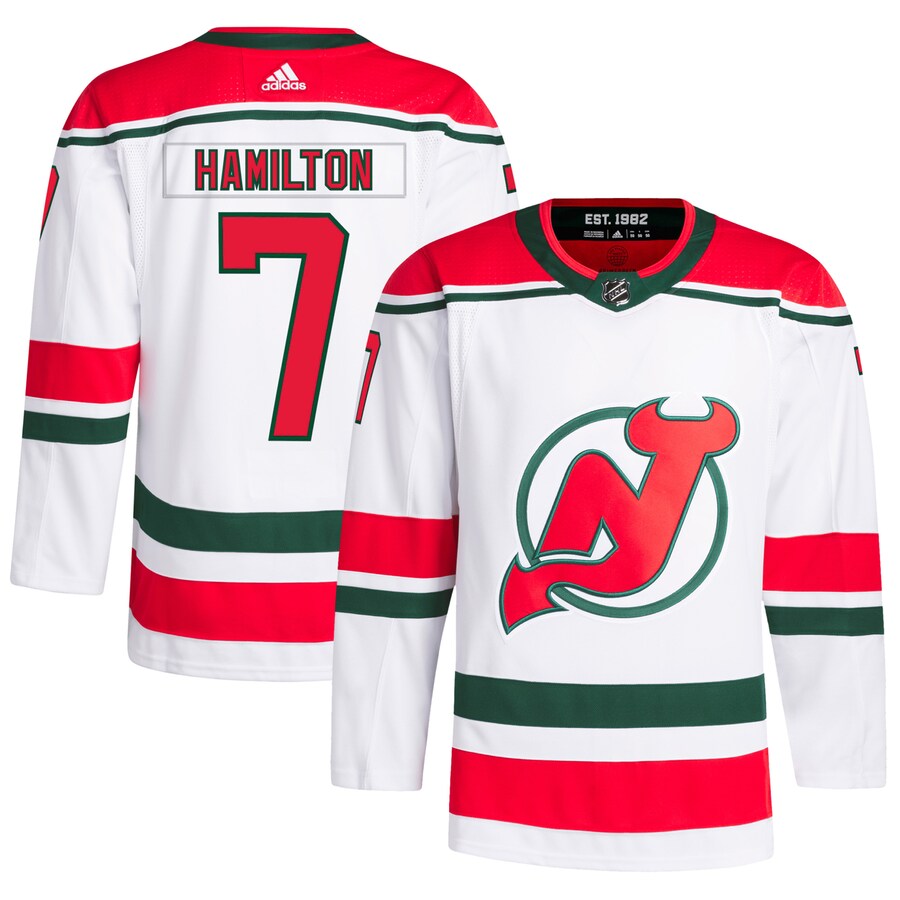 Men's New Jersey Devils Dougie Hamilton adidas White  Primegreen Authentic Pro Player Jersey