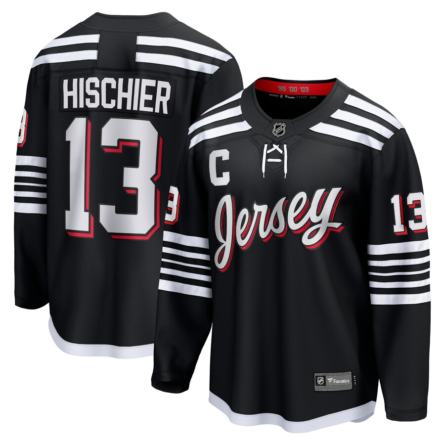 Men's New Jersey Devils Nico Hischier Fanatics Branded Black Alternate Premier Breakaway Player Jersey