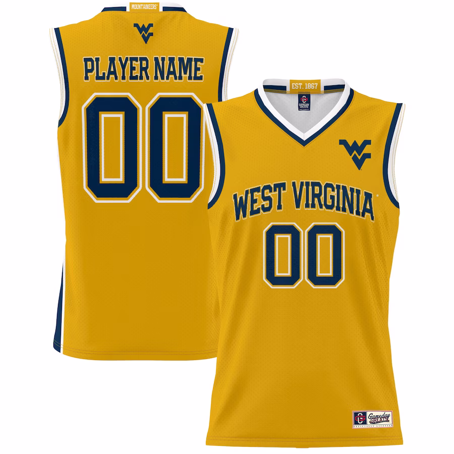 West Virginia Mountaineers GameDay Greats Youth NIL Pick-A-Player Lightweight Basketball Jersey - Gold