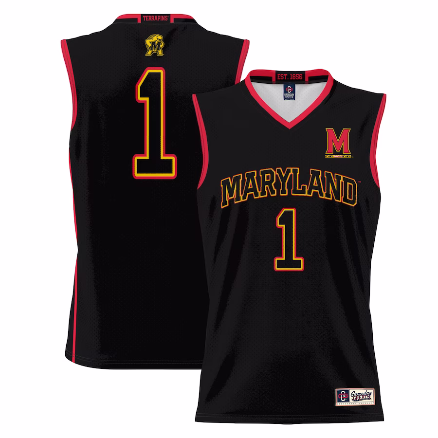 #1 Maryland Terrapins GameDay Greats Youth Lightweight Basketball Jersey - Black