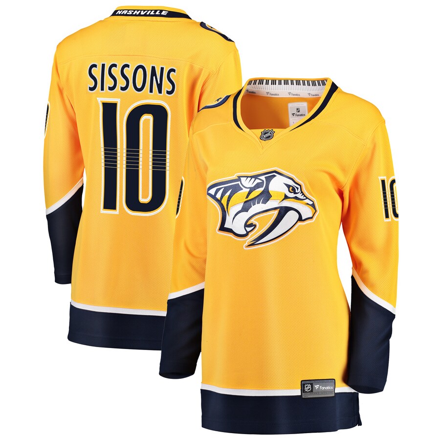 Women's Nashville Predators Colton Sissons Fanatics Branded Gold Breakaway Player Jersey