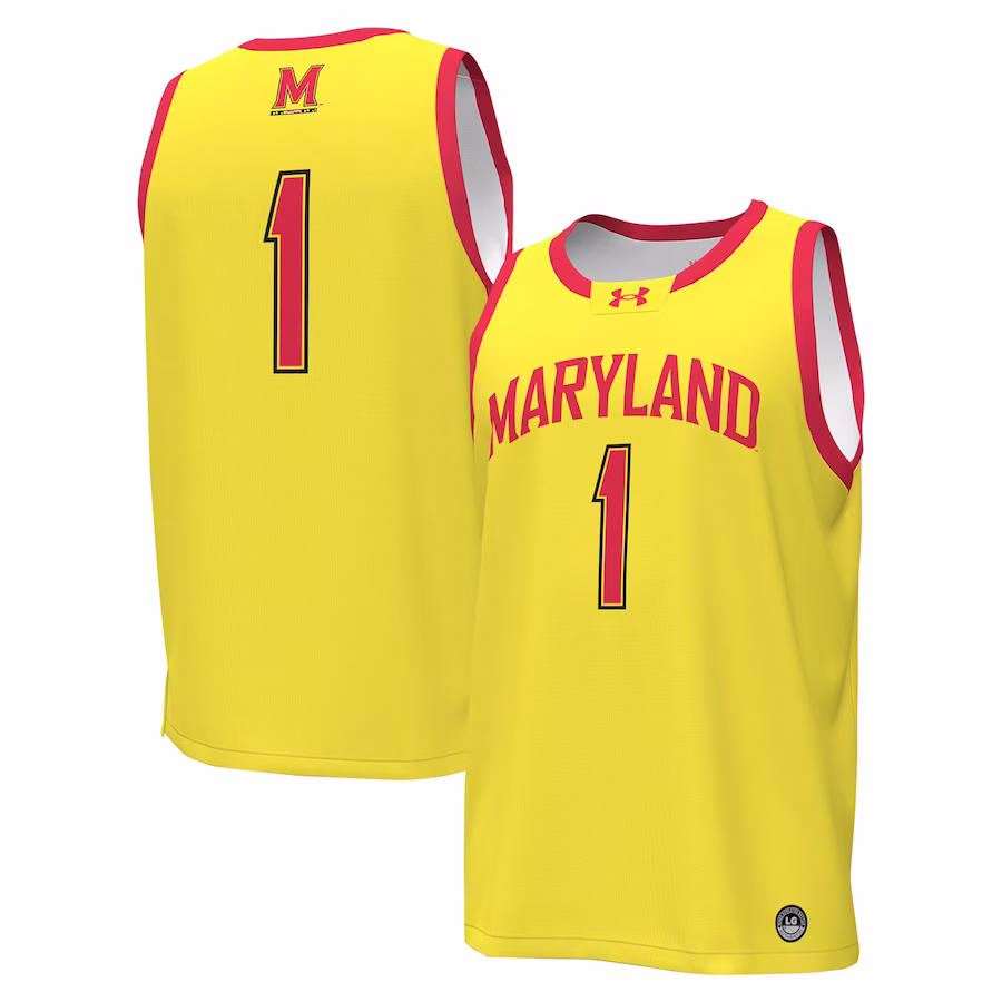#1 Maryland Terrapins Under Armour Replica Basketball Jersey - Gold