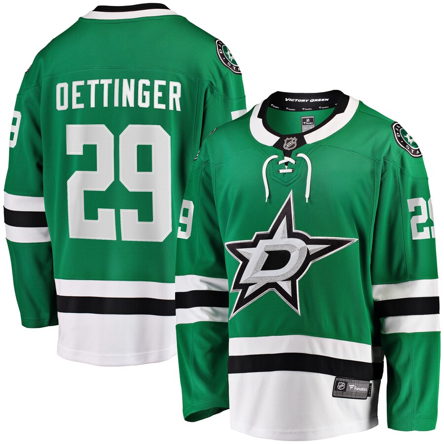Men's Dallas Stars Jake Oettinger Fanatics Branded Kelly Green Home Breakaway Player Jersey