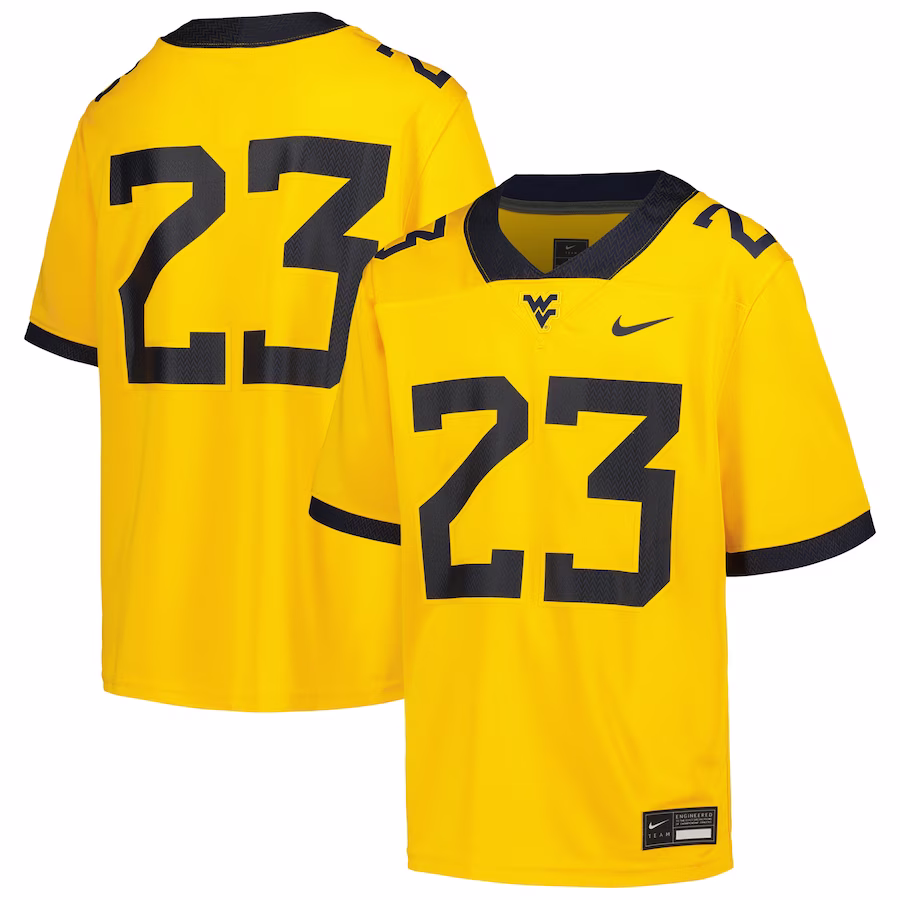 #23 West Virginia Mountaineers Nike Youth Football Game Jersey - Gold