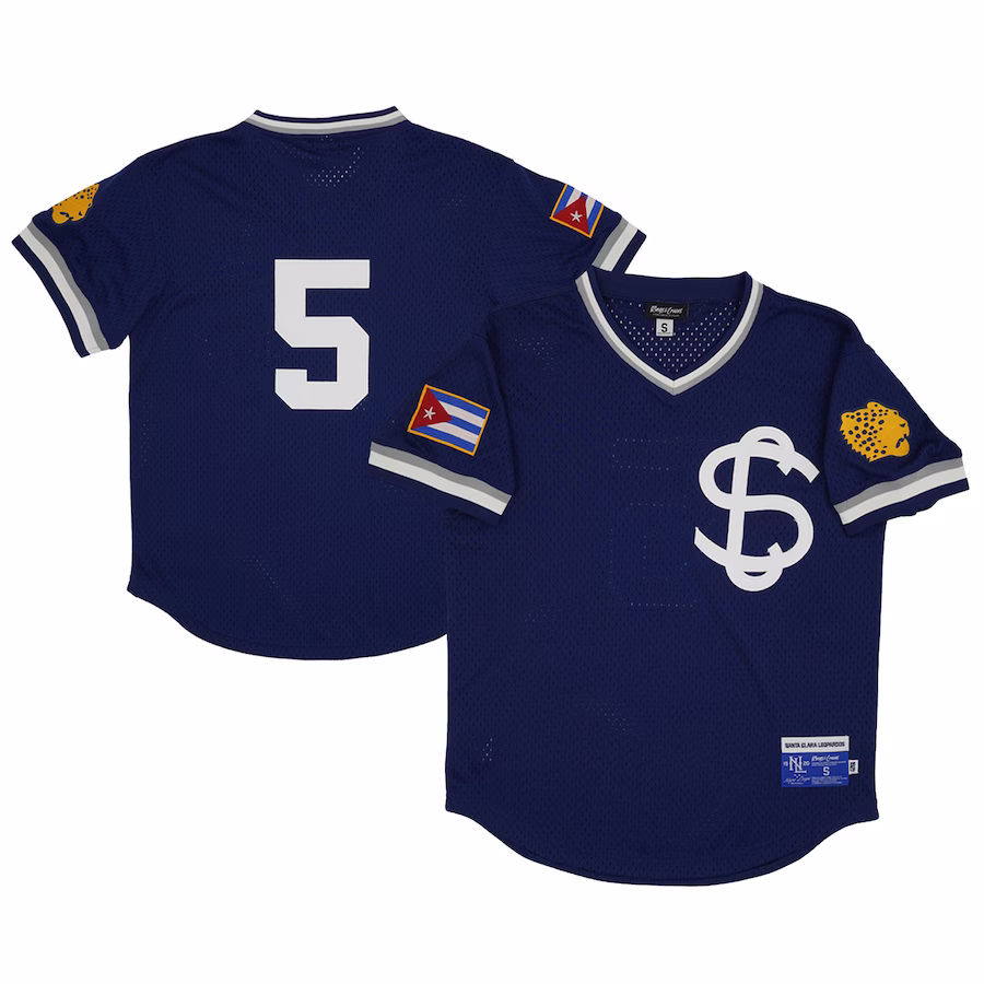 Men's Santa Clara Leopardos #5 Rings & Crwns Navy Mesh Replica V-Neck Jersey