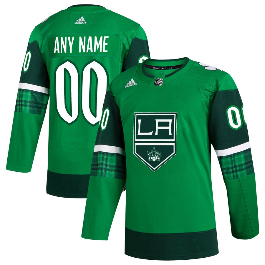 Men's Los Angeles Kings  adidas Kelly Green St. Patrick's Day Authentic Custom Jersey