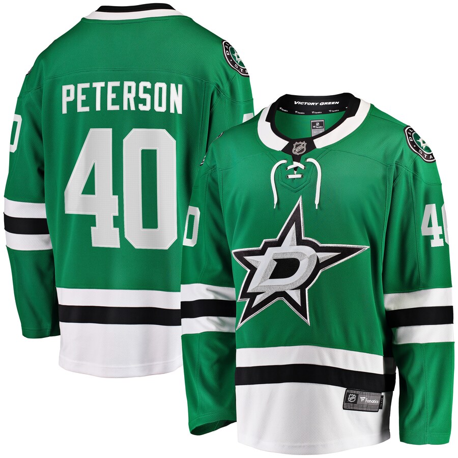 Men's Dallas Stars Jacob Peterson Fanatics Branded Kelly Green Home Breakaway Player Jersey