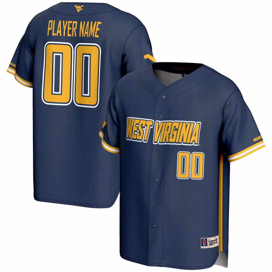 West Virginia Mountaineers GameDay Greats Youth NIL Pick-A-Player Lightweight Baseball Jersey - Navy