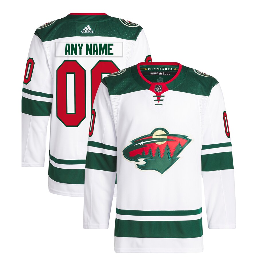 Men's Minnesota Wild  adidas White Away Custom Primegreen Authentic Pro Jersey