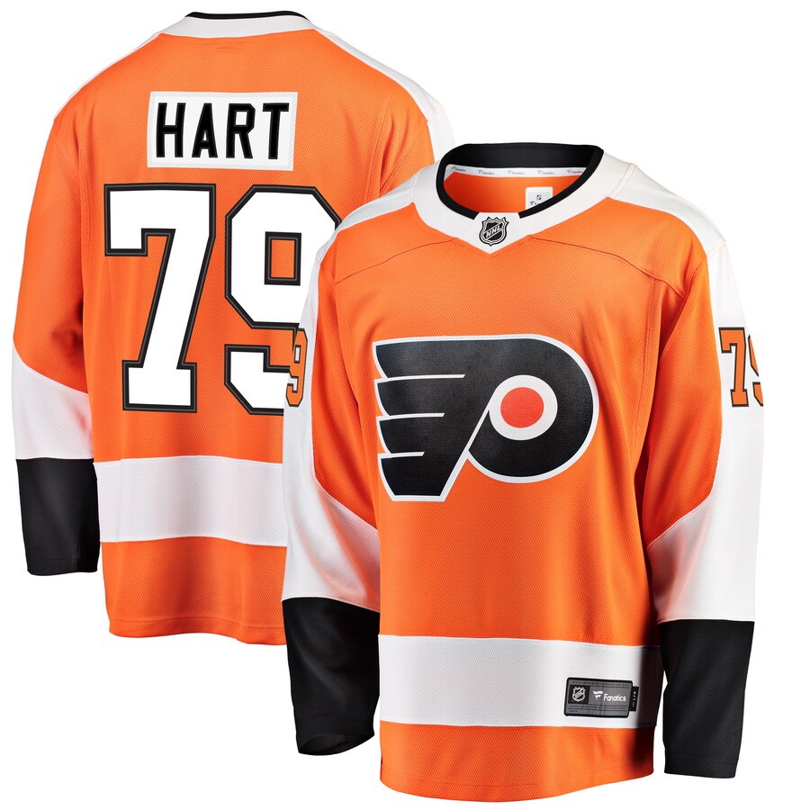 Men's Philadelphia Flyers Carter Hart Fanatics Branded Orange Breakaway Player Jersey