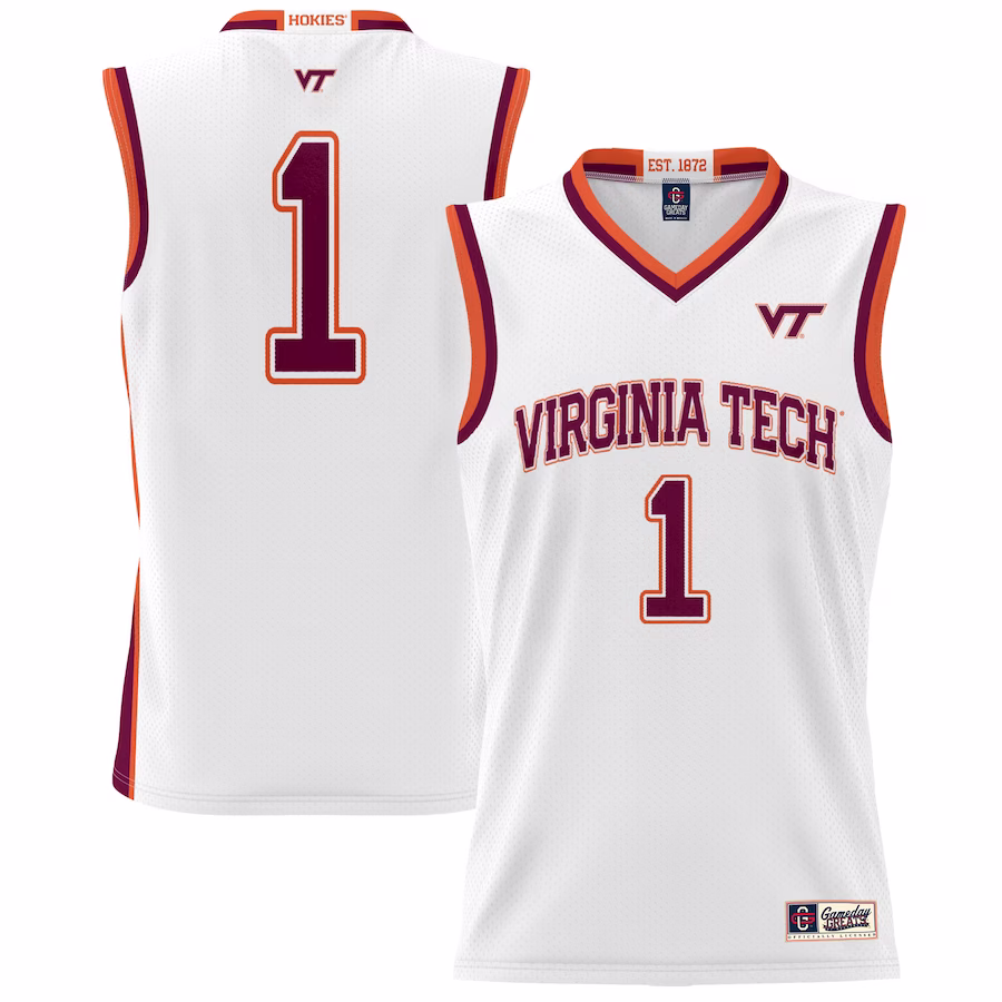 #1 Virginia Tech Hokies GameDay Greats Unisex Lightweight Basketball Jersey - White