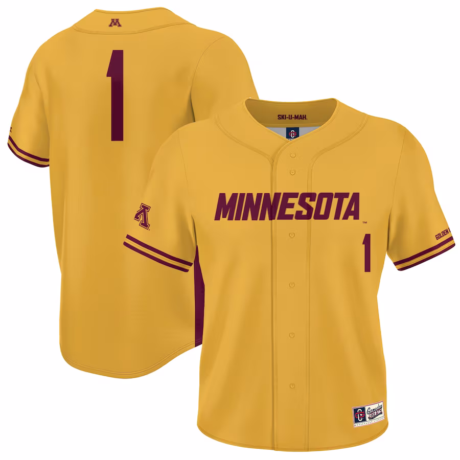 #1 Minnesota Golden Gophers GameDay Greats Youth Baseball Jersey Lightweight- Gold