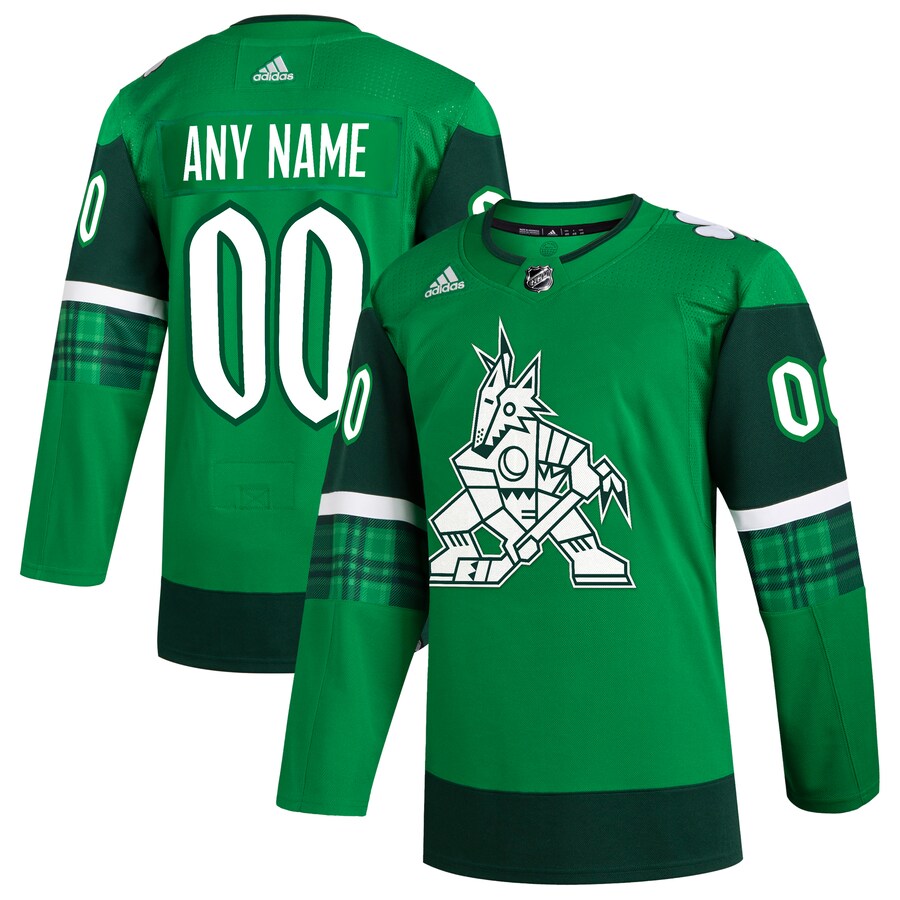 Men's Arizona Coyotes  adidas Kelly Green St. Patrick's Day Authentic Custom Jersey
