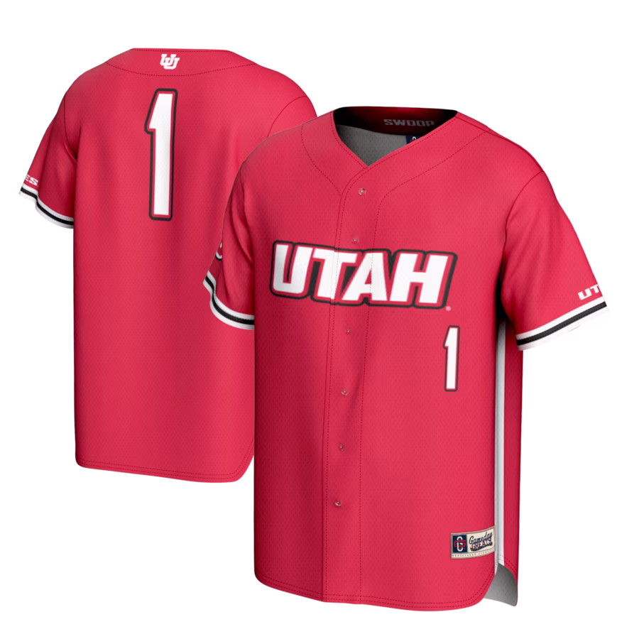 #1 Utah Utes GameDay Greats Lightweight Baseball Fashion Jersey - Red