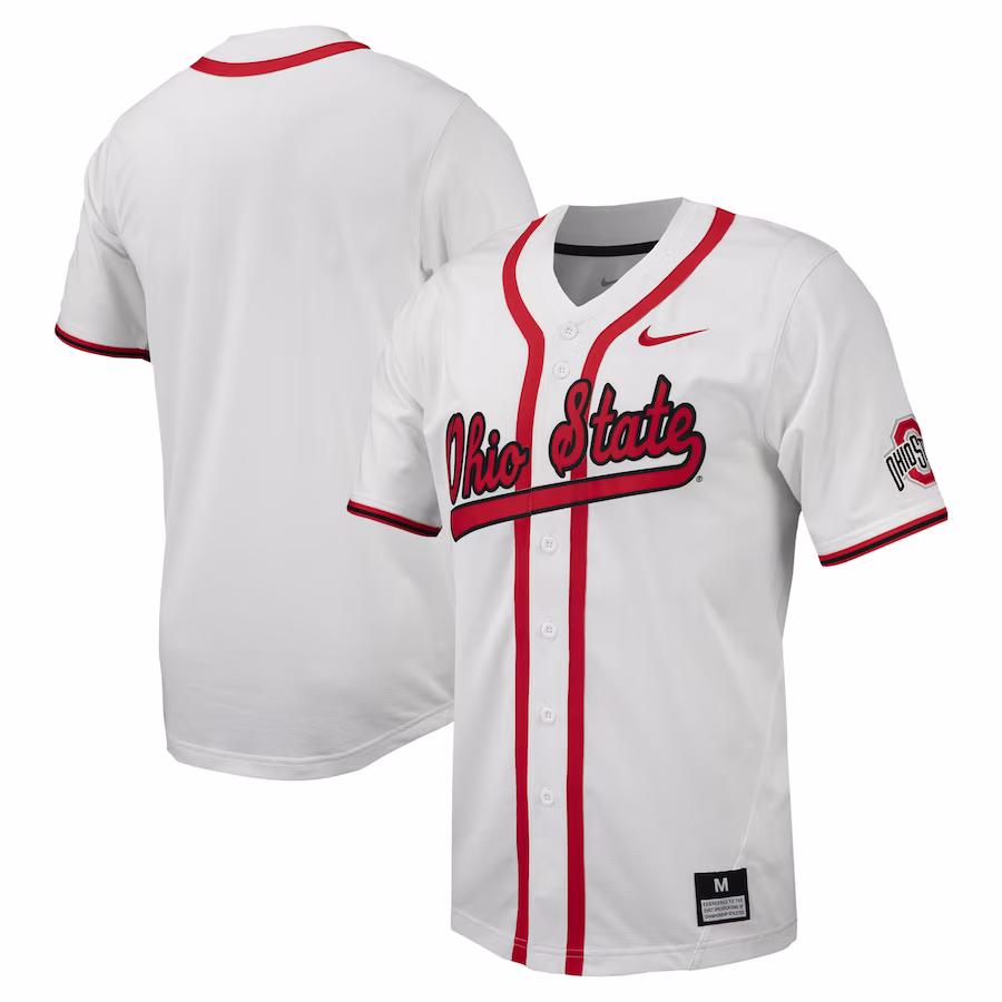 Ohio State Buckeyes Nike Replica Full-Button Baseball Jersey - White
