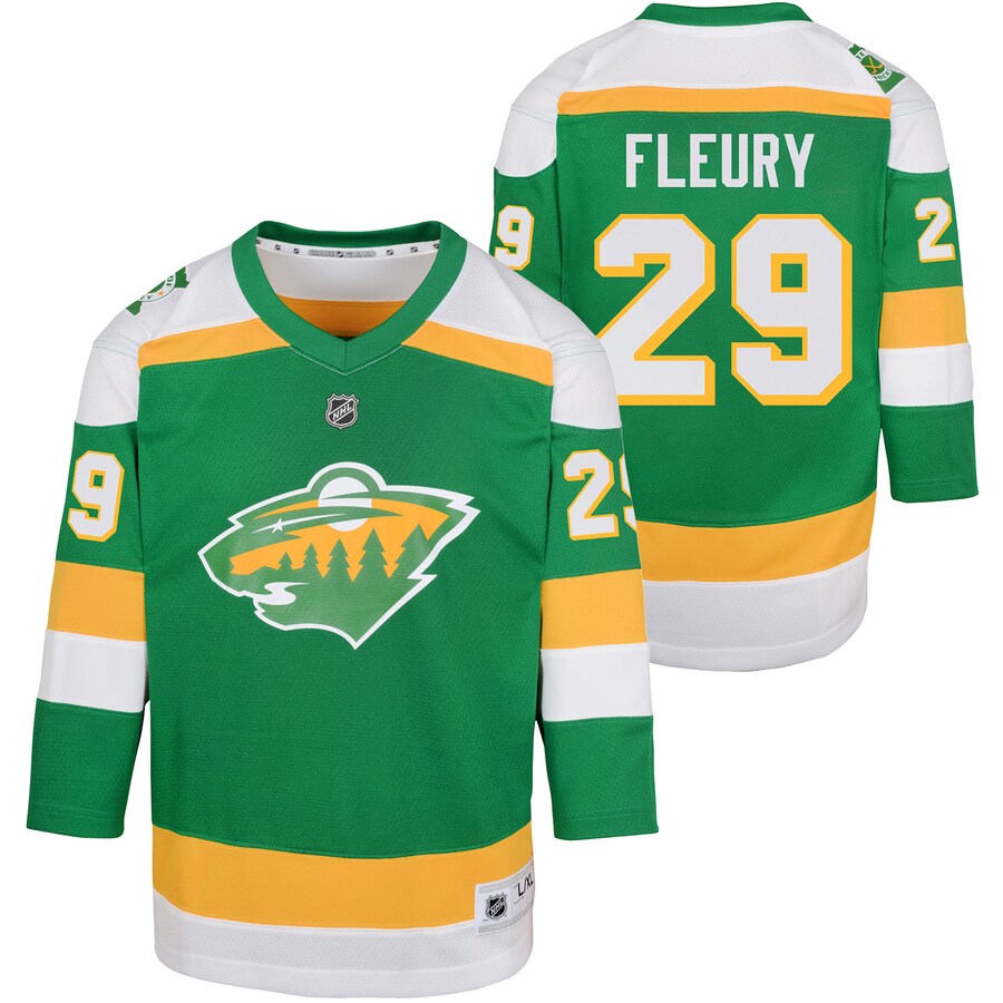 Youth Minnesota Wild Marc-Andre Fleury Green 2023/24 Alternate Replica Player Jersey