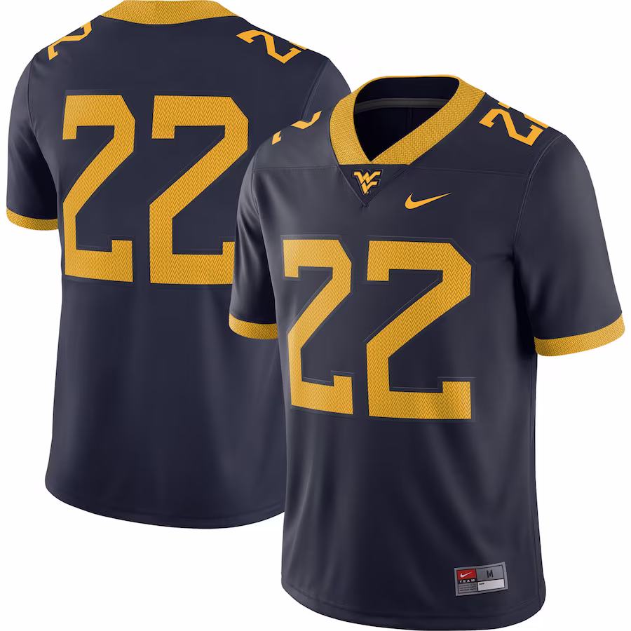 West Virginia Mountaineers Nike #22 Home Game Jersey - Navy