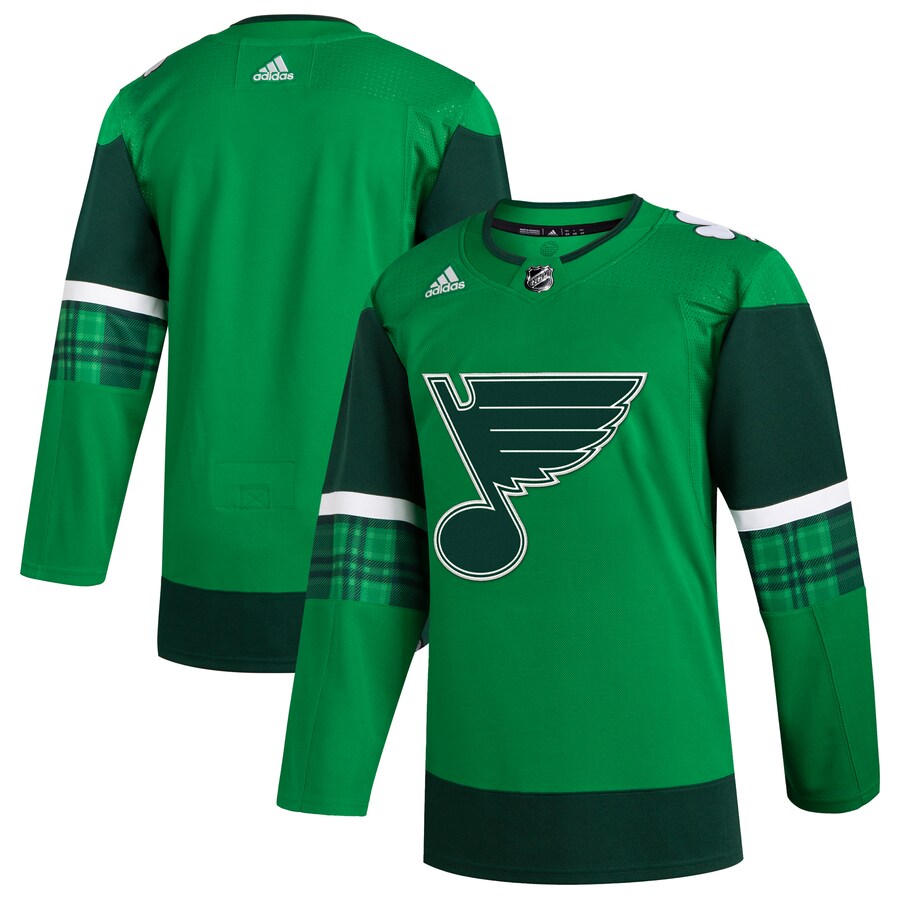 Men's St. Louis Blues  adidas Kelly Green 2023 St. Patrick's Day Primegreen Authentic Jersey
