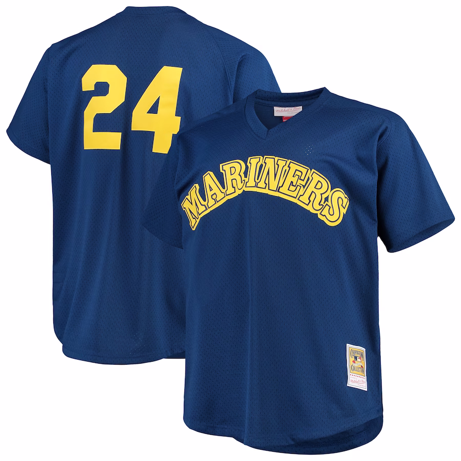 Men's Seattle Mariners Ken Griffey Jr. Mitchell & Ness Royal Big & Tall Cooperstown Collection Mesh Batting Practice Jersey