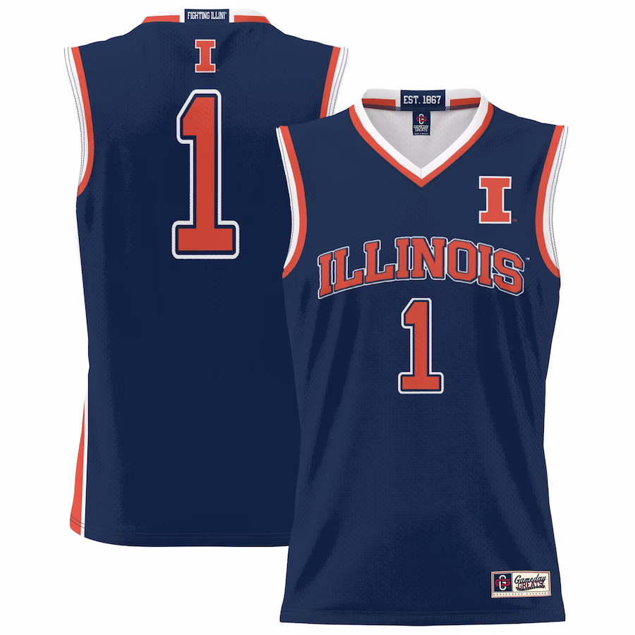 #1 Illinois Fighting Illini GameDay Greats Unisex Lightweight Basketball Jersey - Navy