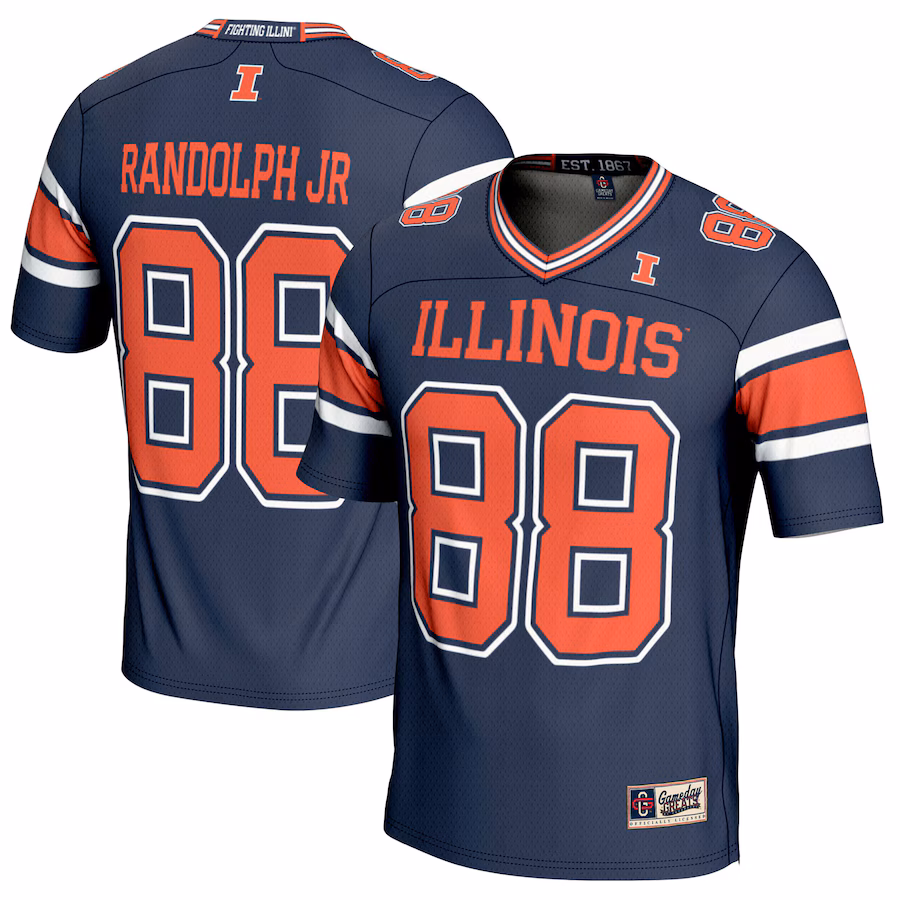 Keith Randolph Jr. Illinois Fighting Illini GameDay Greats NIL Player Football Jersey - Navy