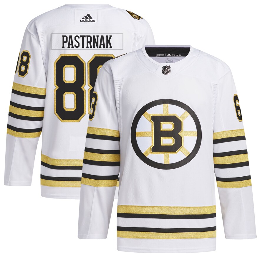 Men's Boston Bruins David Pastrnak adidas White  Primegreen Authentic Pro Player Jersey