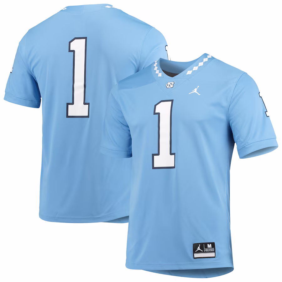 #1 North Carolina Tar Heels Jordan Brand Game Jersey - Carolina Blue