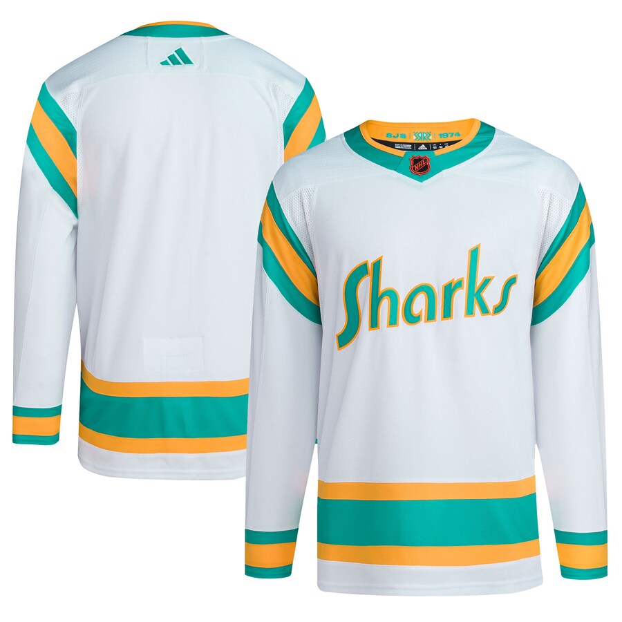 Men's San Jose Sharks adidas White Reverse Retro 2.0 Authentic Blank Jersey