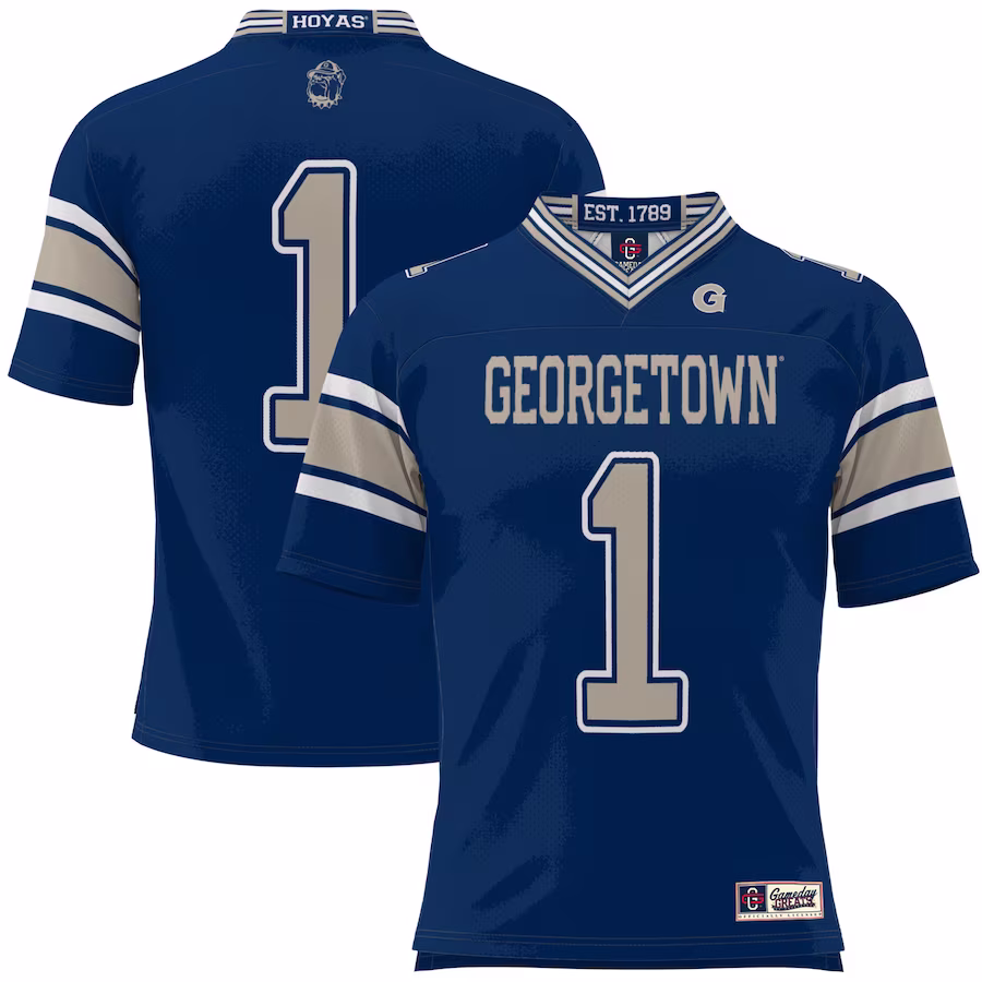 #1 Georgetown Hoyas GameDay Greats Football Jersey - Navy