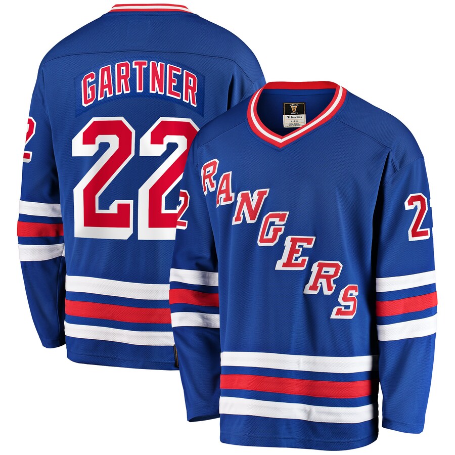 Men's New York Rangers Mike Gartner Fanatics Branded Blue Premier Breakaway Retired Player Jersey