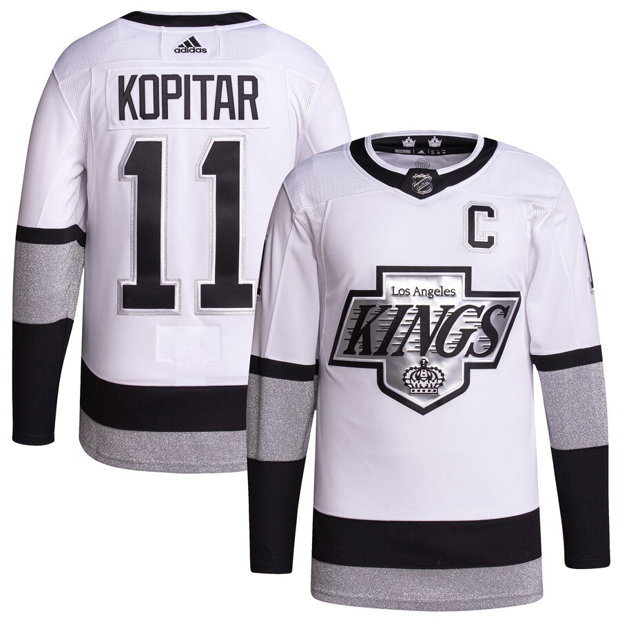 Men's Los Angeles Kings Anze Kopitar adidas White Alternate Primegreen Authentic Pro Player Jersey