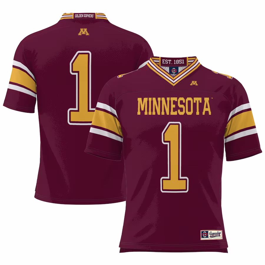 #1 Minnesota Golden Gophers GameDay Greats Football Jersey – Maroon
