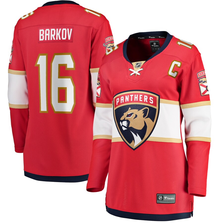 Women's Florida Panthers Aleksander Barkov Fanatics Branded Red Home Captain Premier Breakaway Player Jersey