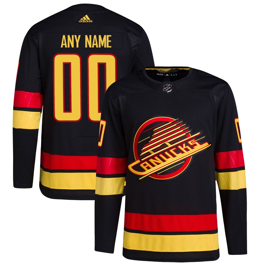 Men's Vancouver Canucks  adidas Black Alternate Authentic Pro Primegreen Custom Jersey