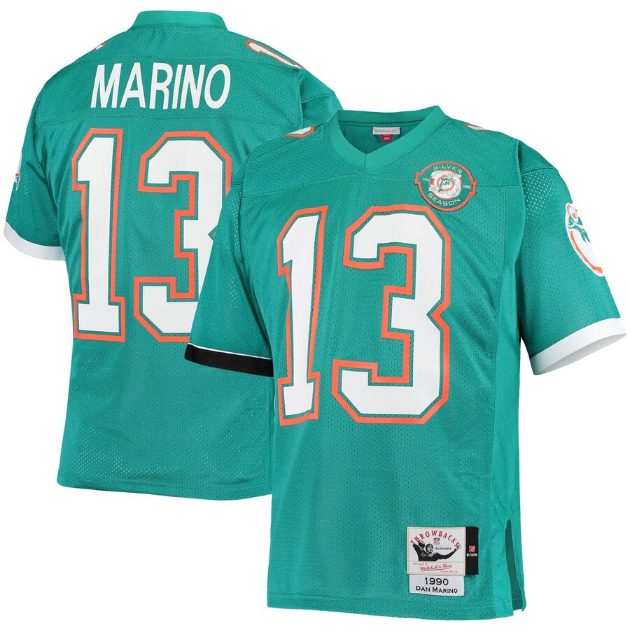 Men's Miami Dolphins 1990 Dan Marino Mitchell & Ness Aqua Authentic Throwback Retired Player Jersey