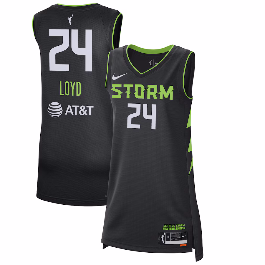 Unisex Seattle Storm Jewell Loyd Nike Black 2024 Rebel Edition Player Jersey