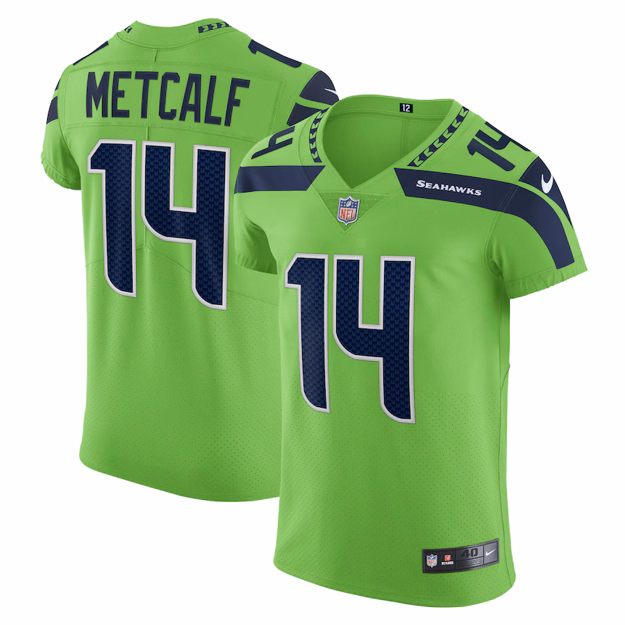 Men's Seattle Seahawks DK Metcalf Nike Neon Green Alternate Vapor Elite Player Jersey