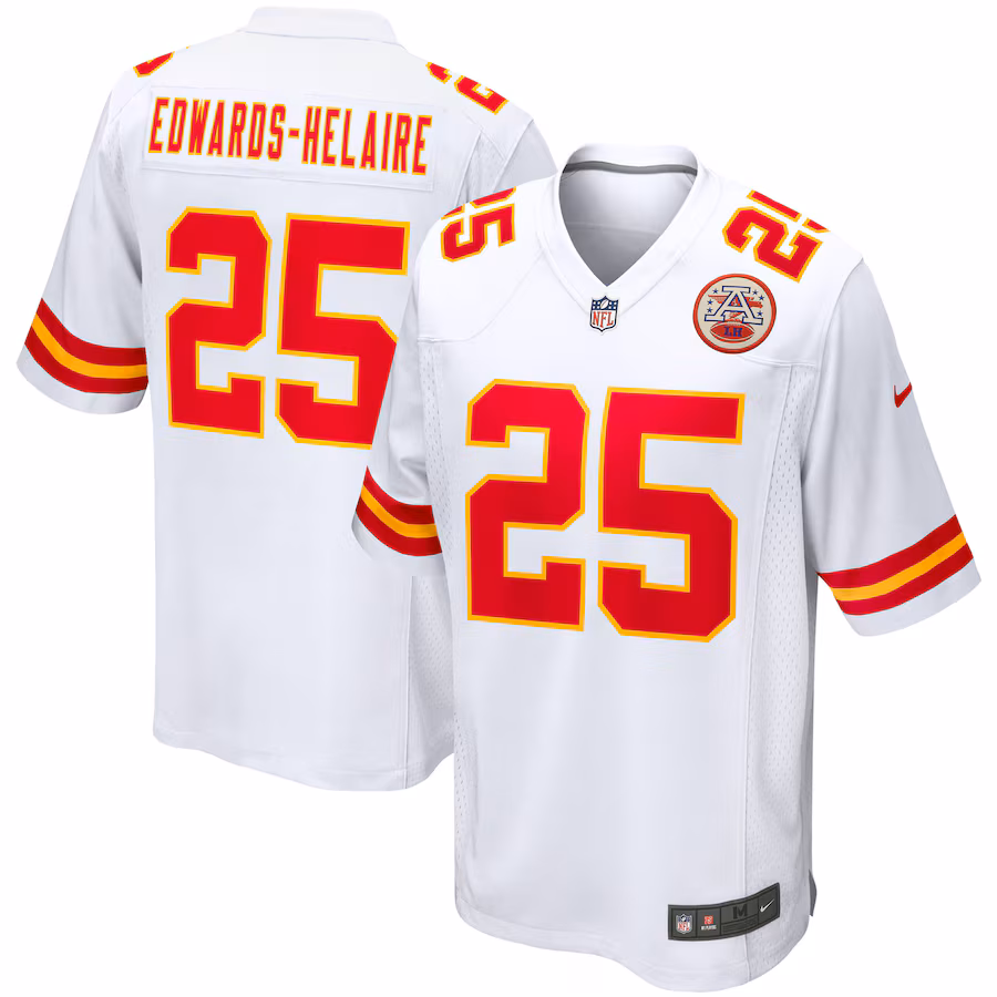 Men's Kansas City Chiefs Clyde Edwards-Helaire Nike White Game Jersey