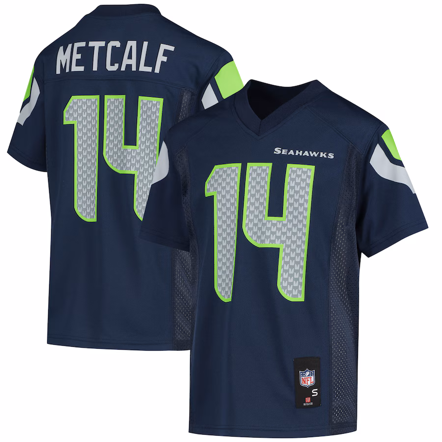 Youth Seattle Seahawks DK Metcalf Navy Replica Player Jersey