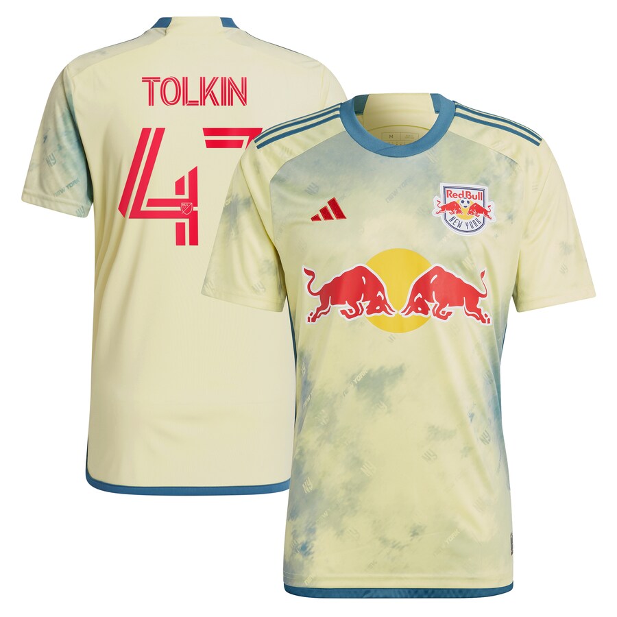 Men's New York Red Bulls John Tolkin adidas Yellow 2023 Daniel Patrick Kit Replica Jersey