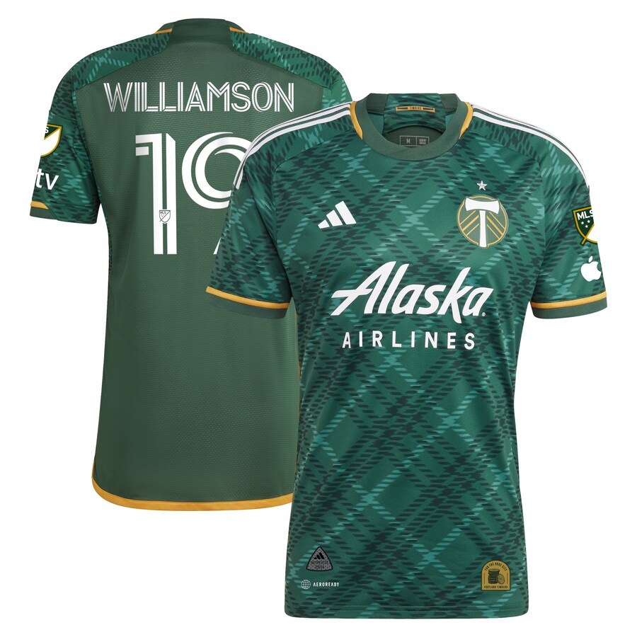 Men's Portland Timbers Eryk Williamson adidas Green 2023 Portland Plaid Kit Authentic Jersey