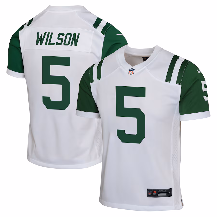 Youth New York Jets Garrett Wilson Nike White Classic Alternate Game Jersey
