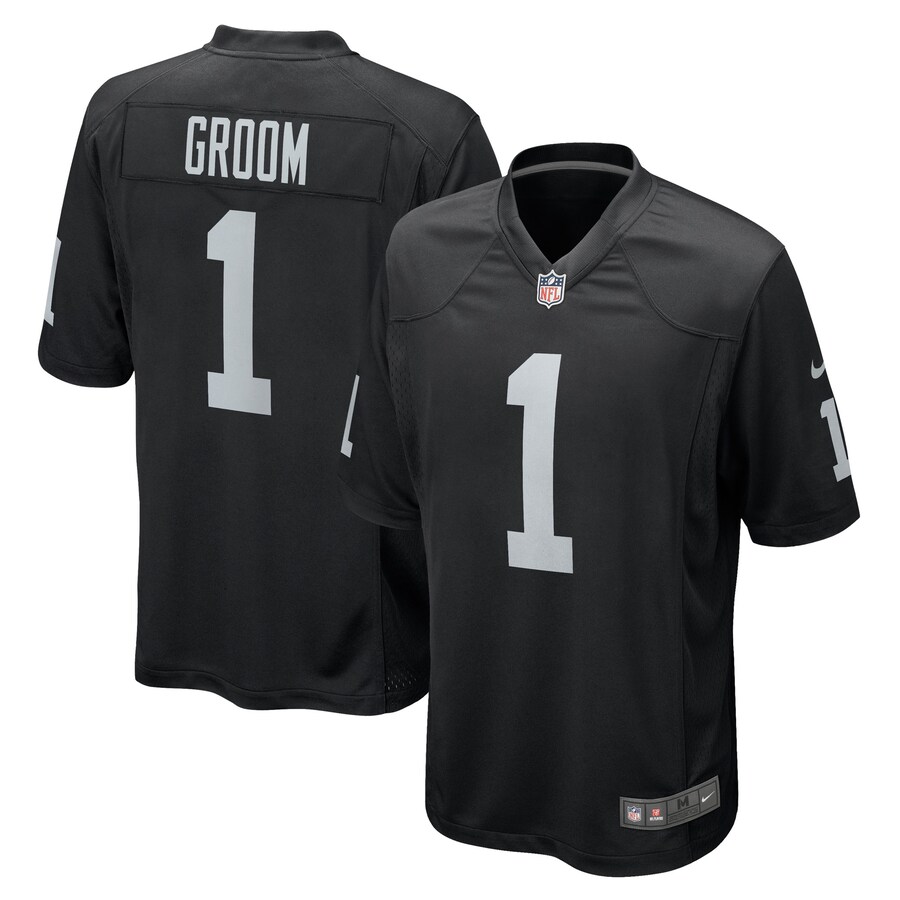 Men's Las Vegas Raiders Number 1 Groom Nike Black Game Jersey