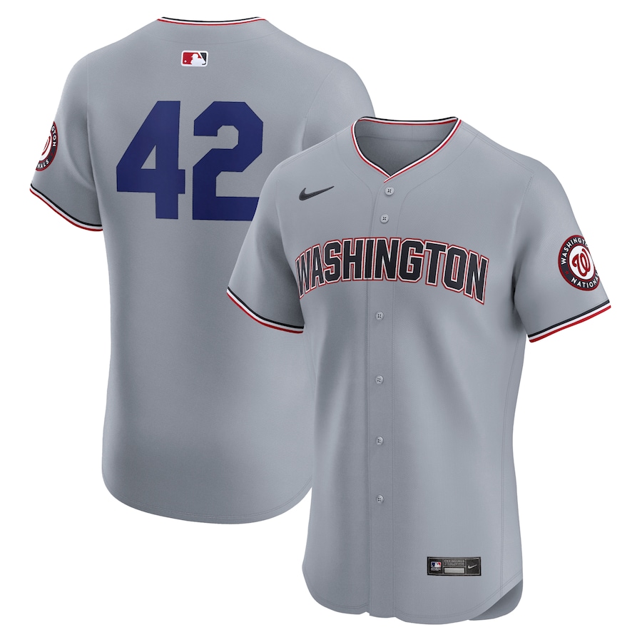 Men's Washington Nationals Nike Gray Road 2024 Jackie Robinson Day Elite Jersey