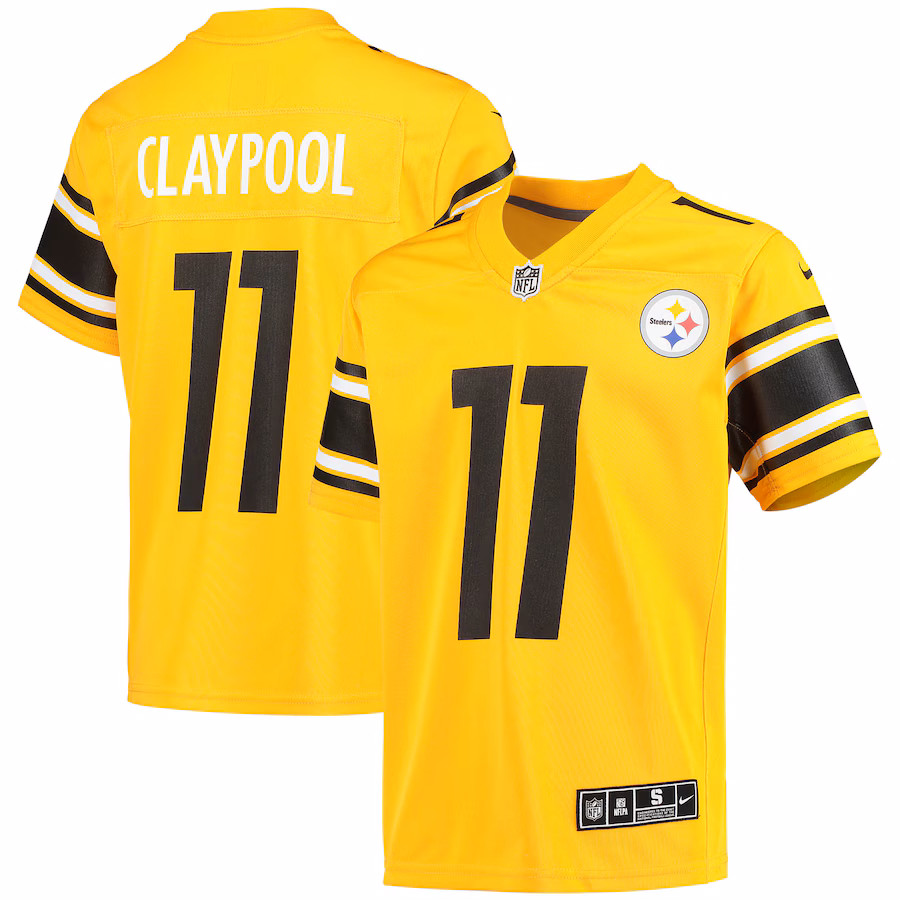 Youth Pittsburgh Steelers Chase Claypool Nike Gold Inverted Team Game Jersey